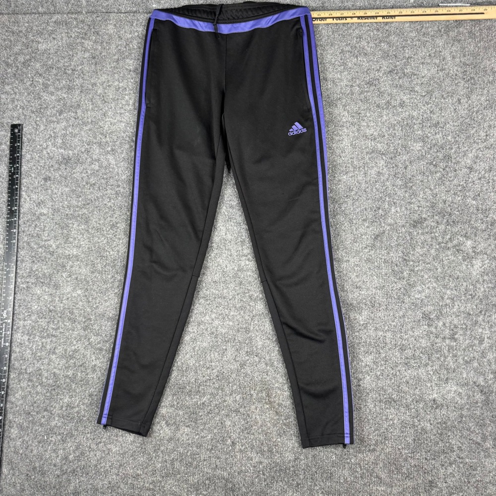 Adidas Track Pants Womens Size S Black Purple Climacool Slim Fit Athletic Stripe